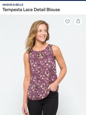 Mason & Belle Purple Floral Lace Detail Blouse